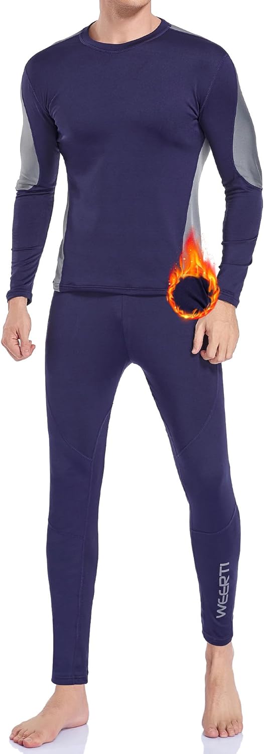 WEERTI Thermal Underwear for Men Long Johns with Fleece Lined